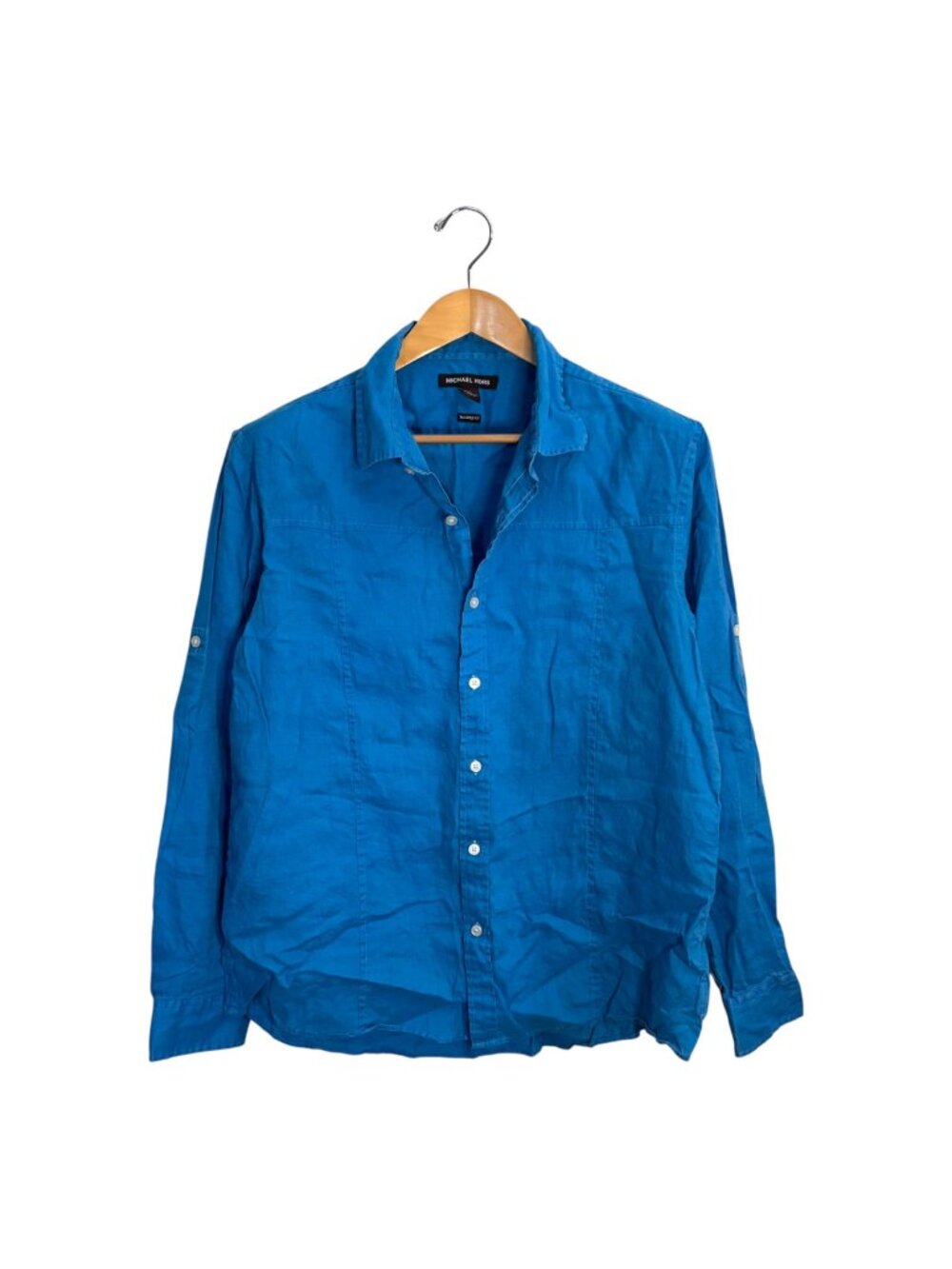 Michael Kors Tailored Fit 100% Linen Button Down Shirt XL Button-Up Bright Bold